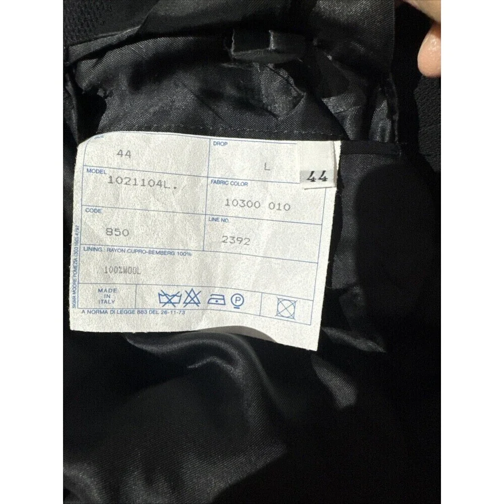 Zanella Men’s  100%Wool Blazer 44L BLACK  Sport Coat Made ITALY